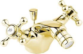 Deva Tudor Mono Bidet Mixer Tap With Pop Up Waste (Gold).