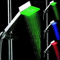 Hydra LED Square Shower Handset With LED lights (Chrome).