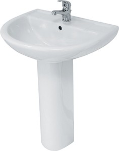 Hydra Basin & Pedestal (1 Tap Hole).  Size 560x445mm.