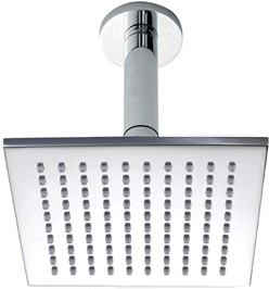 Hydra Showers Square Shower Head With Ceiling Mounting Arm (195mm).