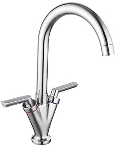 Hydra Grace Kitchen Tap With Twin Lever Controls (Chrome).
