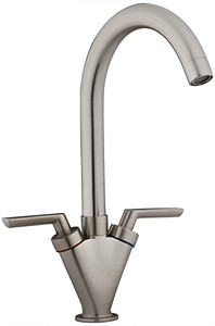 Hydra Grace Kitchen Tap With Twin Lever Controls (Brushed Steel).