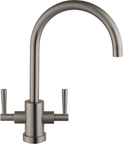 Hydra Ruby Kitchen Tap With Twin Lever Controls (Brushed Steel).