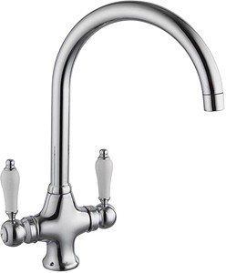 Hydra Evie Kitchen Tap With Twin Lever Controls (Chrome).