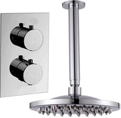 Hydra Showers Twin Thermostatic Shower Valve, Ceiling Arm & Round Head.