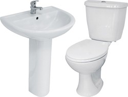 Hydra 4 Piece Bathroom Suite With Toilet & Basin (1 Tap Hole).