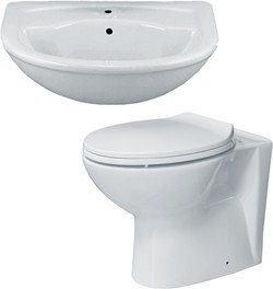 Hydra 2 Piece Bathroom Suite With Back To Wall Toilet & Semi Recess Basin.