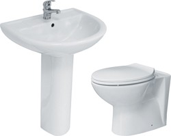 Hydra 3 Piece Bathroom Suite With Back To Wall Toilet, Basin & Pedestal.