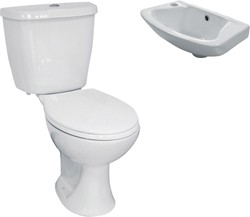 Hydra 3 Piece Bathroom Suite With Toilet & Small Basin.