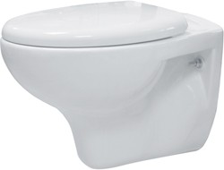 Hydra Wall Hung Toilet Pan With Seat. Horizontal Outlet. Size 374x544mm.