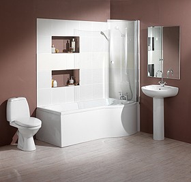 Hydra Complete Shower Bath Suite (Right Hand). 1700x750mm.
