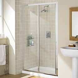 Lakes Classic 1000mm Framed Slider Shower Door (Silver).