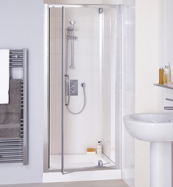 Lakes Classic 750mm Semi-Frameless Pivot Shower Door (Silver).