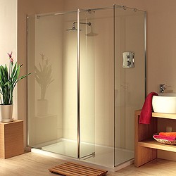 Lakes Italia Frameless Walk In Shower Enclosure. Left Handed. 1400x800mm.