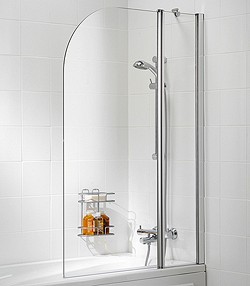 Lakes Classic 975x1400 Curved Bath Screen With Fixed Panel (Silver).