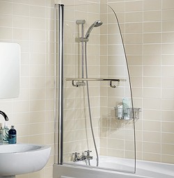 Lakes Classic 860x1400 Sculpted Bath Screen With Towel Rail (Silver).