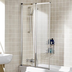 Lakes Classic 950x1400 Framed Bath Screen With 2 Folding Panels (Silver).