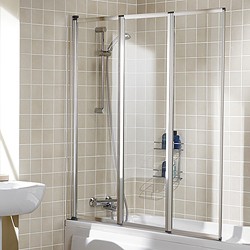 Lakes Classic 1390x1400 Framed Bath Screen With 3 Folding Panels (Silver).