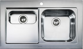 Rangemaster Mezzo 1.5 Bowl Stainless Steel Sink, Left Hand Drainer.