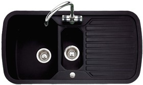 Rangemaster RangeStyle 1.5 Bowl Black Sink With Chrome Tap & Waste.