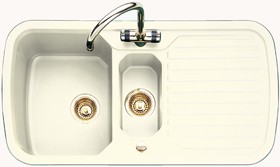 Rangemaster RangeStyle 1.5 Bowl Cream Sink With Brass Tap & Waste.