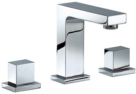 Mayfair Blox 3 Tap Hole Basin Mixer Tap With Click-Clack Waste (Chrome).