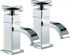 Mayfair Ice Fall Cross Basin Taps (Pair, Chrome).