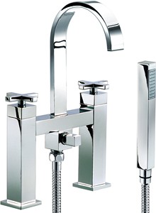 Mayfair Ice Fall Cross Bath Shower Mixer Tap With Shower Kit (High Spout).