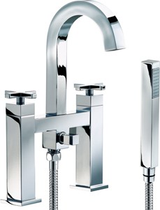 Mayfair Ice Quad Cross Bath Shower Mixer Tap With Shower Kit (High Spout).