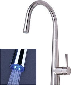 Mayfair Kitchen Palazzo Glo Kitchen Tap, Pull Out LED Rinser (Brushed Nickel)
