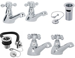 Mayfair Ritz Basin & Bath Tap Pack With Wastes (Chrome).