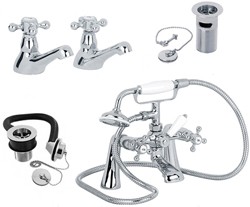 Mayfair Ritz Basin & Bath Shower Mixer Tap Pack With Wastes.
