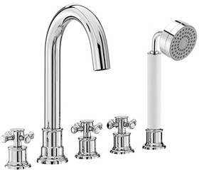 Mayfair Tait Cross 5 Tap Hole Bath Shower Mixer Tap With Shower Kit (Chrome).