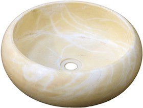 Marblessence 450mm Luxury Stone Basin. Cream / Yellow Marble.