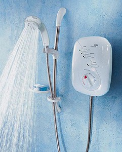 Mira Power Showers Mira Extreme Thermostatic in white and chrome.