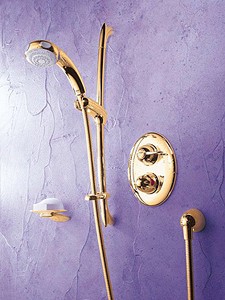 Mira Fino Concealed Thermostatic Shower Kit and Slide Rail in Gold.
