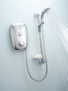 Mira Electric Showers Mira Play 9.5kW in satin chrome with chrome panel.