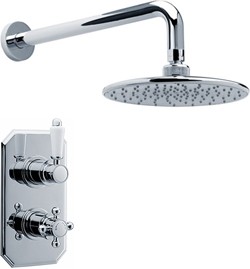 Crown Showers Twin Thermostatic Shower Valve With Round Head & Arm.