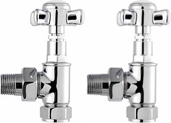 Crown Radiator Valves Traditional Angled Radiator Valves (Pair, Chrome).