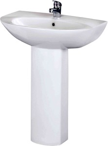 Crown Ceramics Knedlington 600mm Basin & Pedestal (1 Tap Hole).