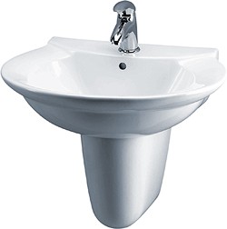 Crown Ceramics Otley 600mm Wall Hung Basin & Semi Pedestal (1 Tap Hole).