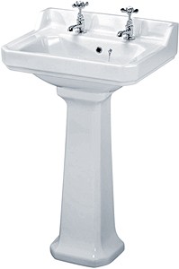 Crown Ceramics Carlton 560mm Basin & Pedestal (2 Tap Holes).