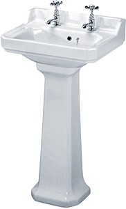 Crown Ceramics Carlton 500mm Basin & Pedestal (2 Tap Holes).