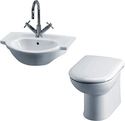 Crown Ceramics Linton Suite With Back To Wall Pan, Seat, Recessed Basin.