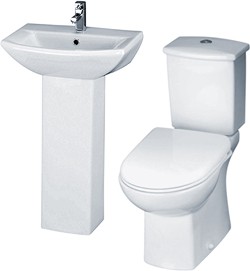 Crown Ceramics Asselby 4 Piece Bathroom Suite With Toilet & 500mm Basin.