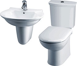 Crown Ceramics Otley 4 Piece Suite, Toilet, Seat, Basin & Semi Pedestal.