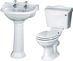 Crown Ceramics Ryther 4 Piece Bathroom Suite With 600mm Basin (2 Tap Holes).