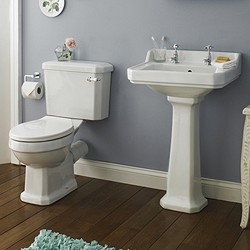 Crown Ceramics Carlton 4 Piece Bathroom Suite, 600mm Basin (2 Tap Holes).