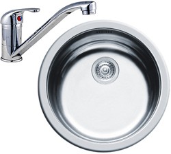 Pyramis Round Kitchen Sink, Waste & Tap. 450mm Diameter.