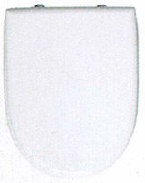 Aspen White top loading toilet seat and cover with chrome hinges.